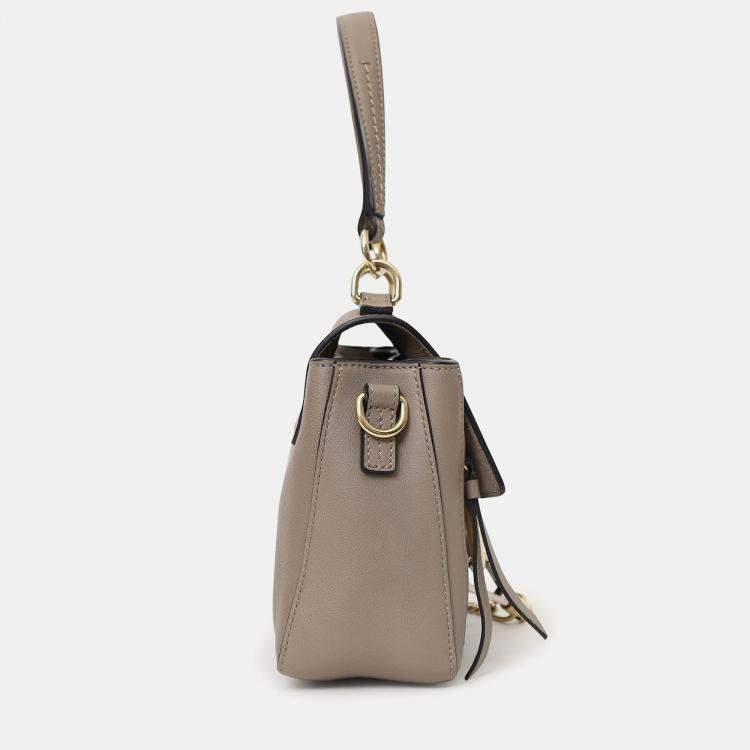 Pre Owned Chloe Taupe Leather Mini Faye Day Bag