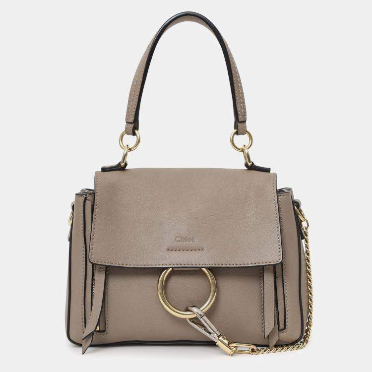Pre Owned Chloe Taupe Leather Mini Faye Day Bag