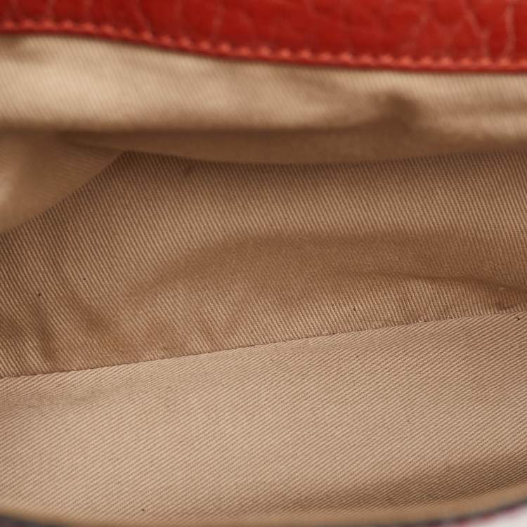 Pre Owned Chloe Sally Medium Orange Patent Leather Flap Shoulder Bag