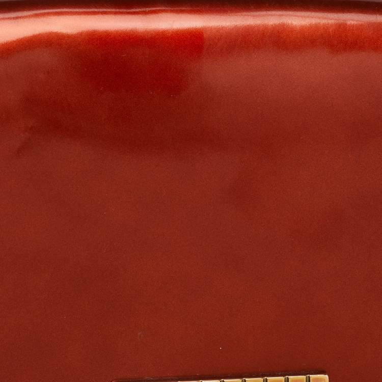 Pre Owned Chloe Sally Medium Orange Patent Leather Flap Shoulder Bag