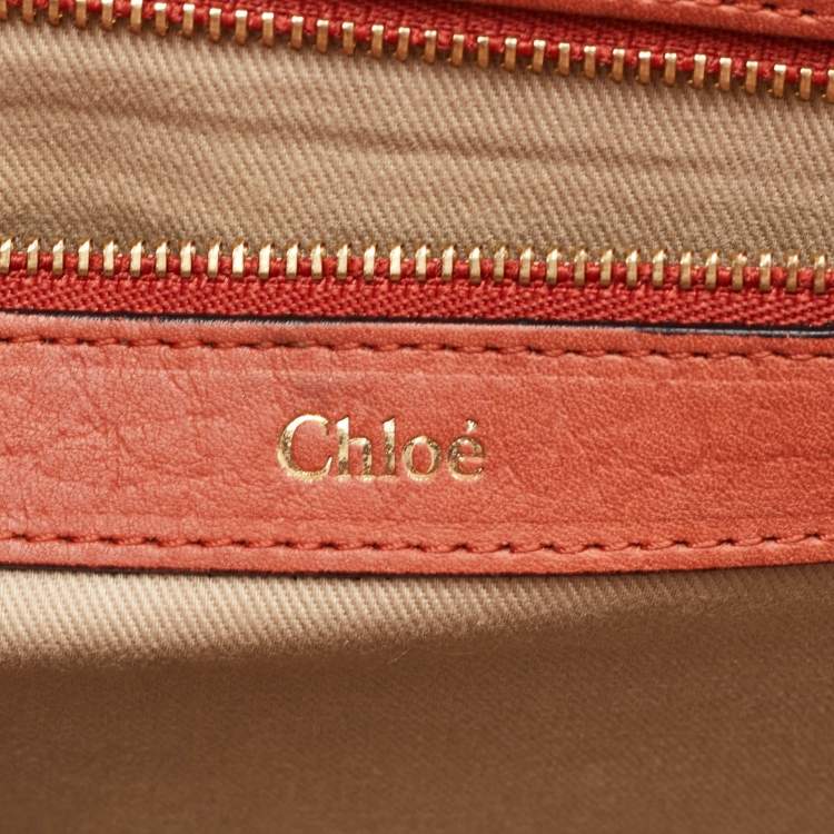 Pre Owned Chloe Sally Medium Orange Patent Leather Flap Shoulder Bag