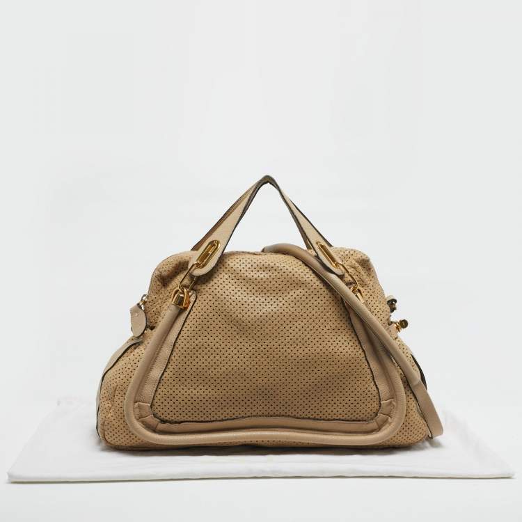 Pre Owned Chloe Paraty Large Perforated Leather Shoulder Bag