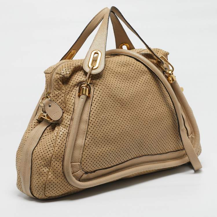 Pre Owned Chloe Paraty Large Perforated Leather Shoulder Bag
