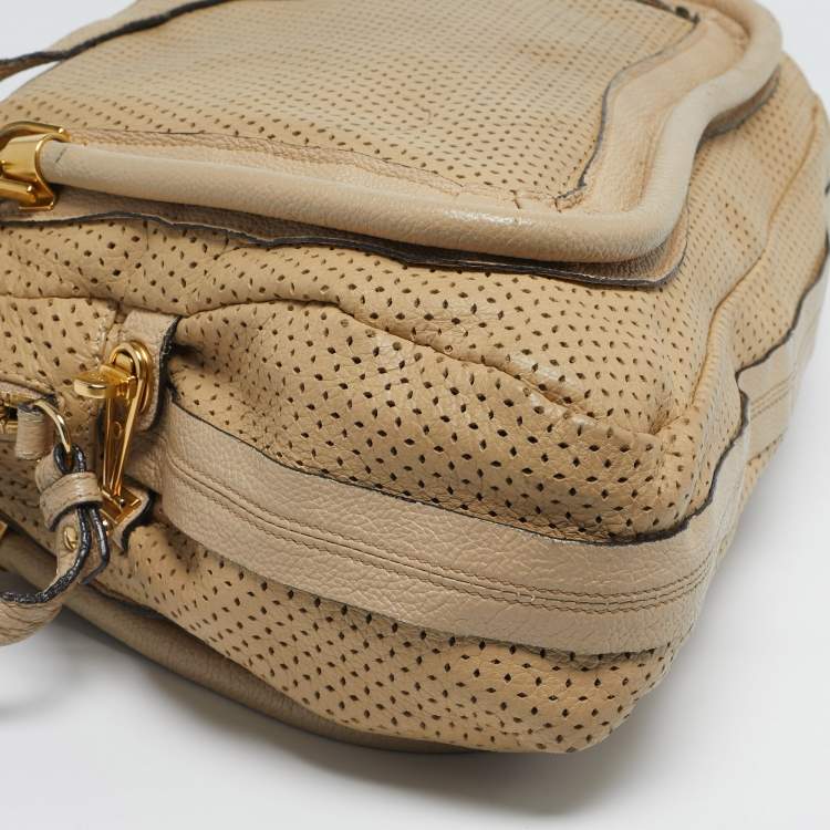 Pre Owned Chloe Paraty Large Perforated Leather Shoulder Bag