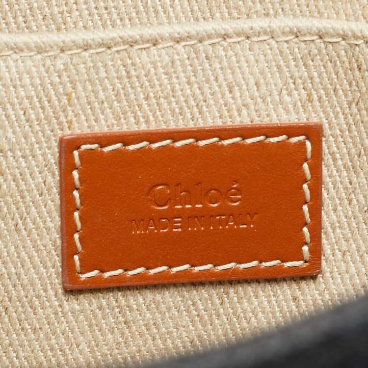 Pre Owned Chloe Woody Small Black/Brown Canvas and Leather Tote