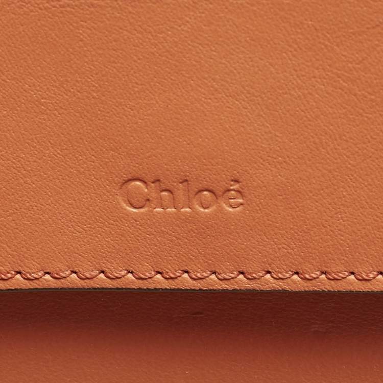 Pre Owned Chloé Vanity C Mini Brown Croc Embossed Shoulder Bag
