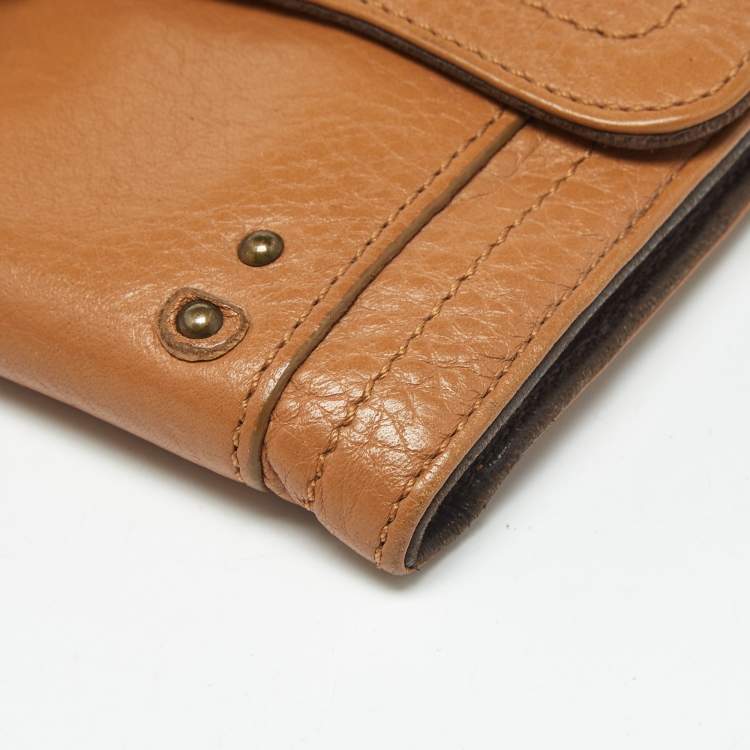 Pre Owned Chloe Brown Leather Buckle Detail Continental Wallet