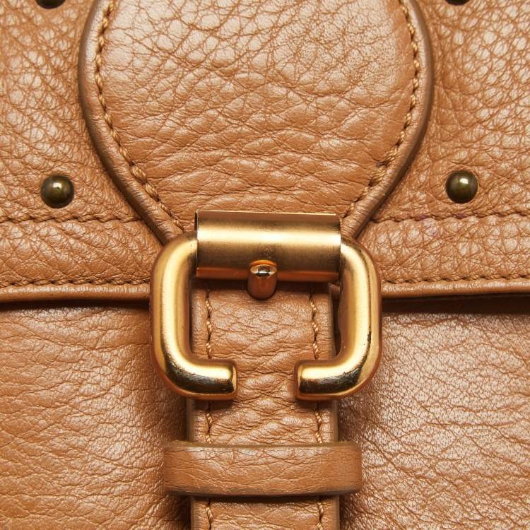 Pre Owned Chloe Brown Leather Buckle Detail Continental Wallet