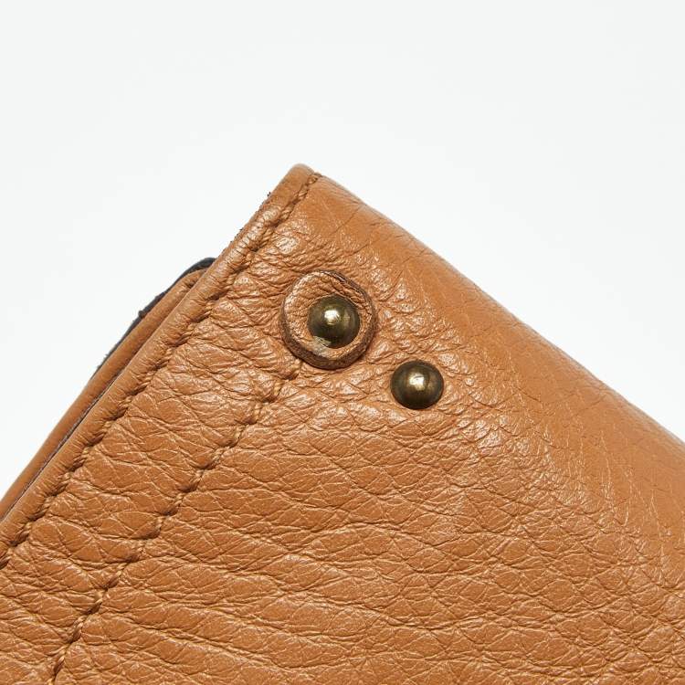 Pre Owned Chloe Brown Leather Buckle Detail Continental Wallet