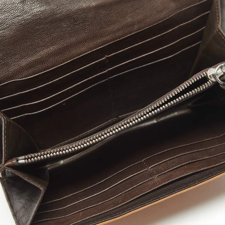 Pre Owned Chloe Brown Leather Buckle Detail Continental Wallet