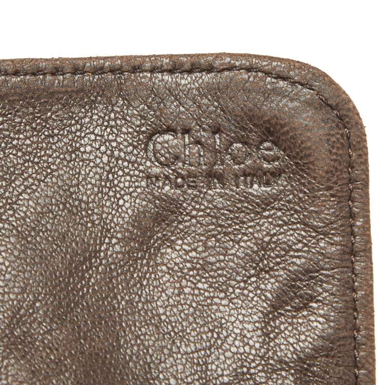 Pre Owned Chloe Brown Leather Buckle Detail Continental Wallet