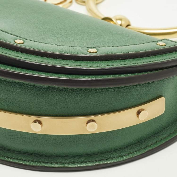 Pre Owned Chloe Nile Minaudiere Bracelet Small Green Leather Shoulder Bag