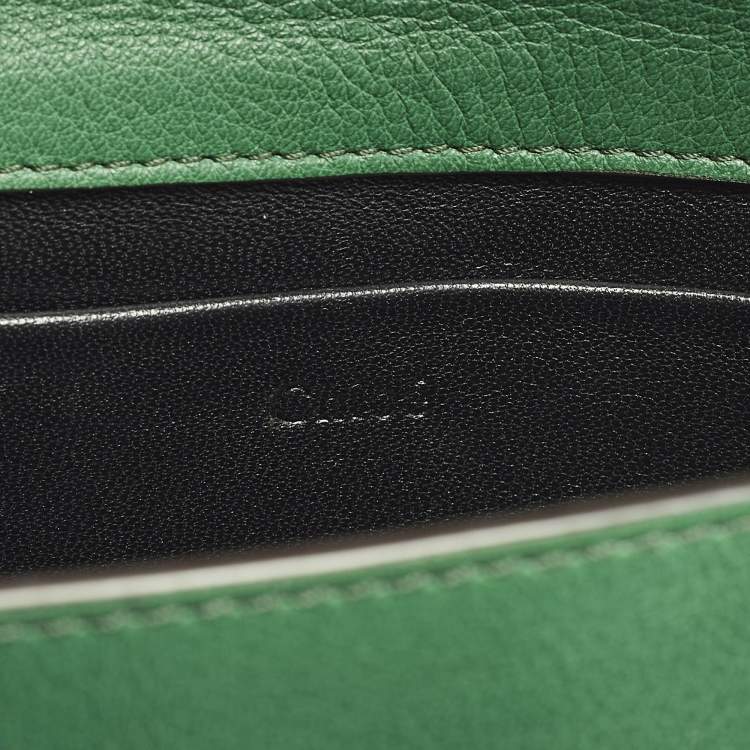Pre Owned Chloe Nile Minaudiere Bracelet Small Green Leather Shoulder Bag