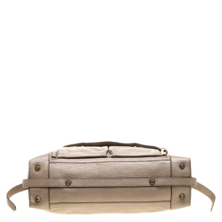 Pre Owned Chloe Metallic Beige Leather Tote