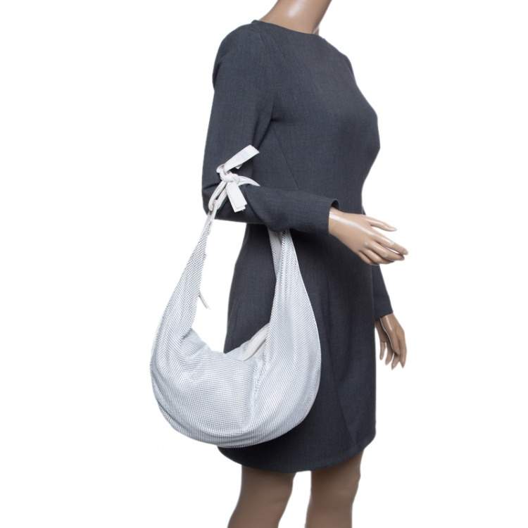 Pre Owned Chloe White Metal and Leather Mesh Hobo