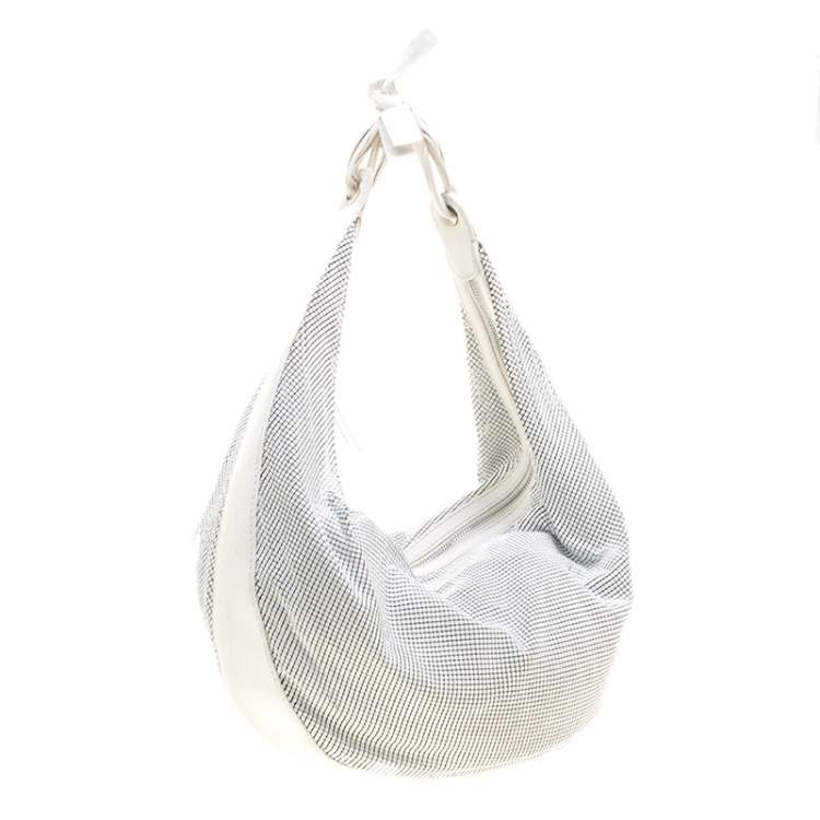 Pre Owned Chloe White Metal and Leather Mesh Hobo