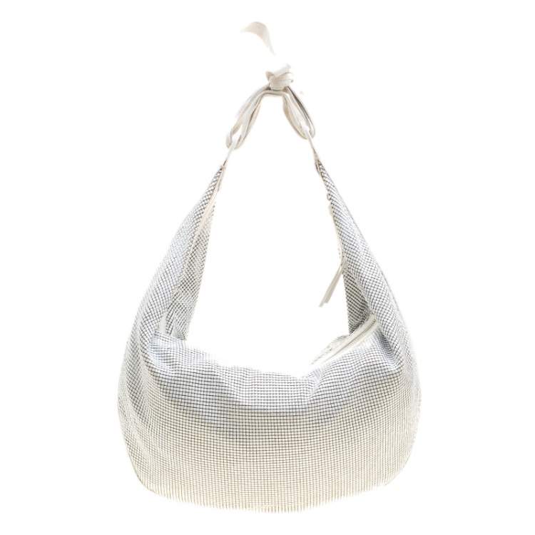Pre Owned Chloe White Metal and Leather Mesh Hobo