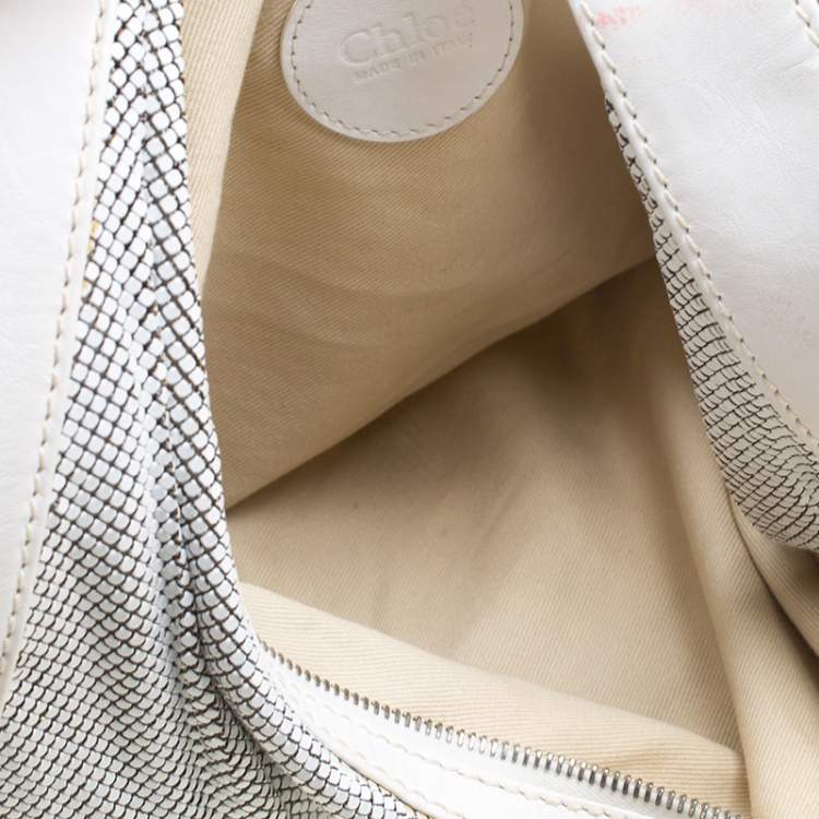 Pre Owned Chloe White Metal and Leather Mesh Hobo