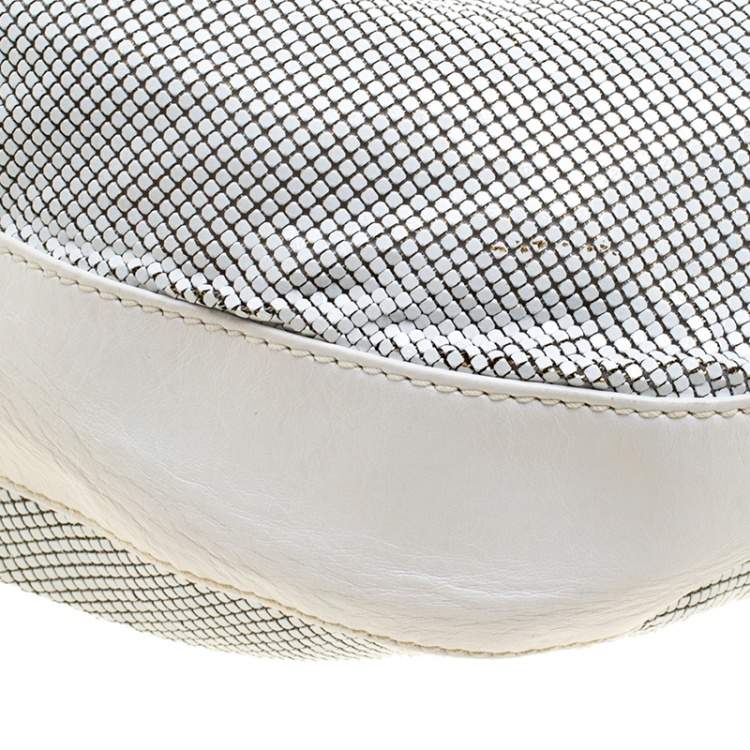 Pre Owned Chloe White Metal and Leather Mesh Hobo