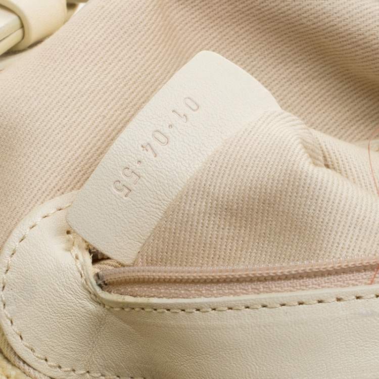 Pre Owned Chloe Beige Canvas and Leather Beads Embellished Hobo