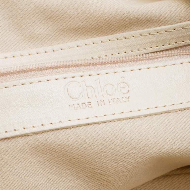 Pre Owned Chloe Beige Canvas and Leather Beads Embellished Hobo