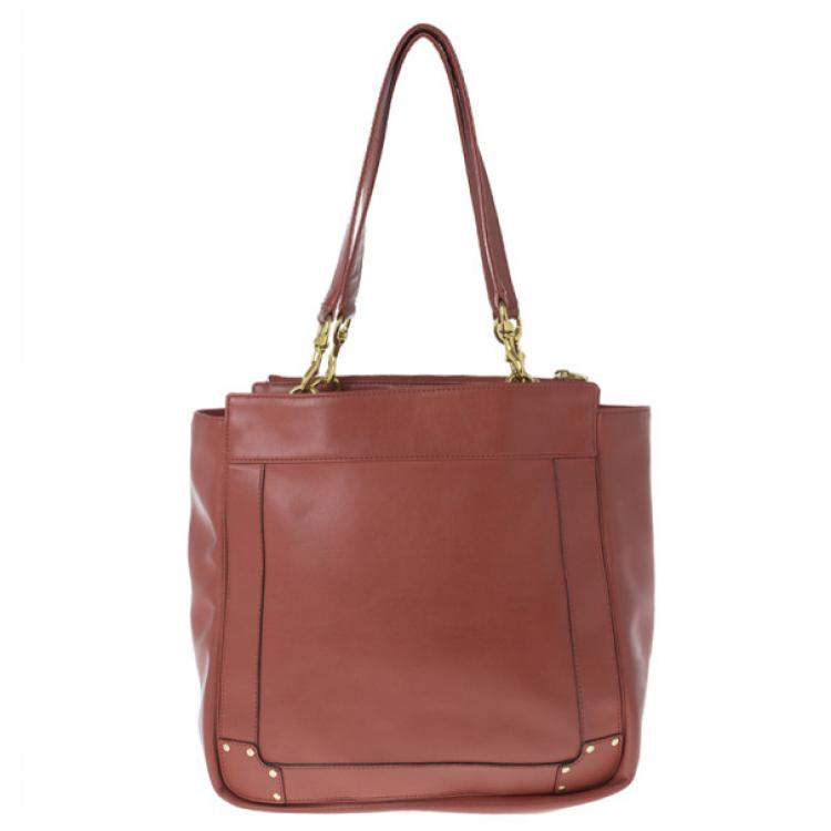 Pre Owned Chloe Red Leather Shopping Tote