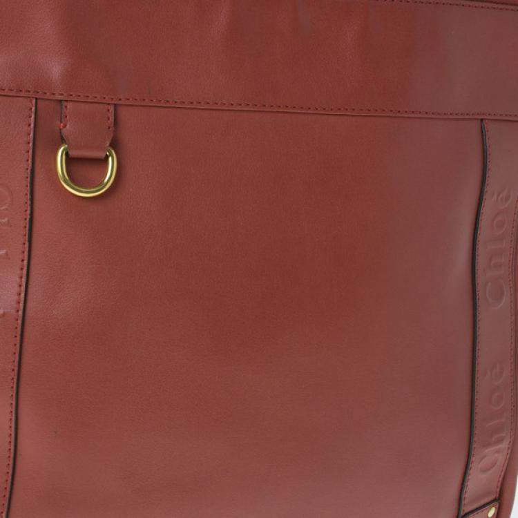 Pre Owned Chloe Red Leather Shopping Tote