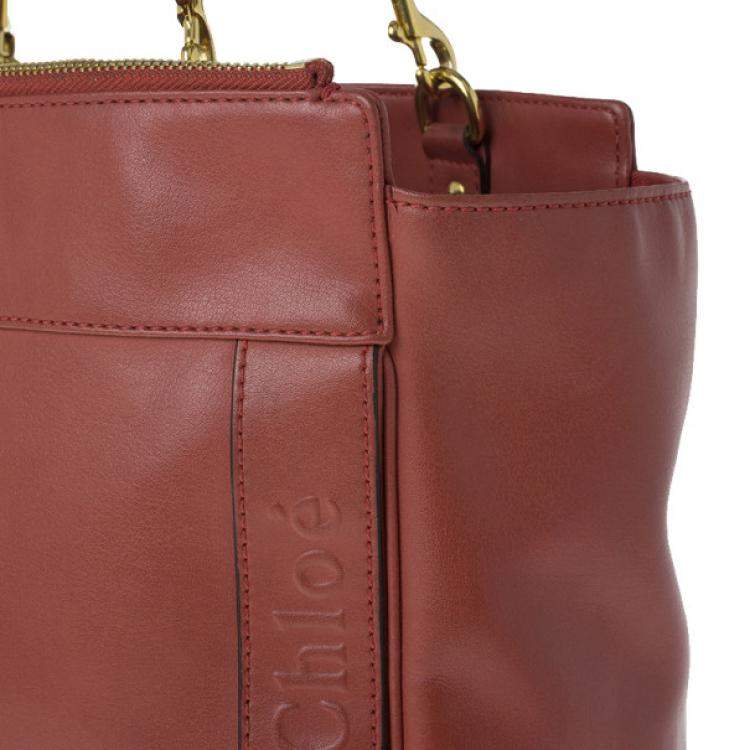 Pre Owned Chloe Red Leather Shopping Tote
