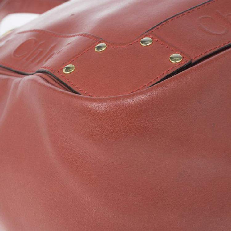 Pre Owned Chloe Red Leather Shopping Tote