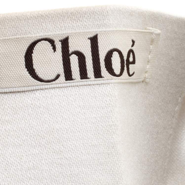 Pre Owned Chloe Off White Canvas Beaded Embellished Crescent Hobo