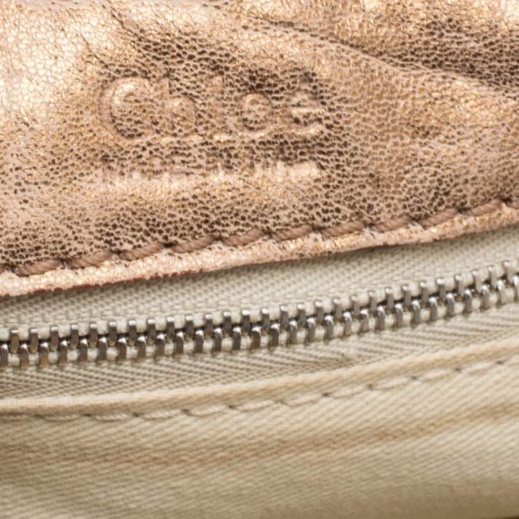Pre Owned Chloe Gold Textured Leather Paddington Satchel
