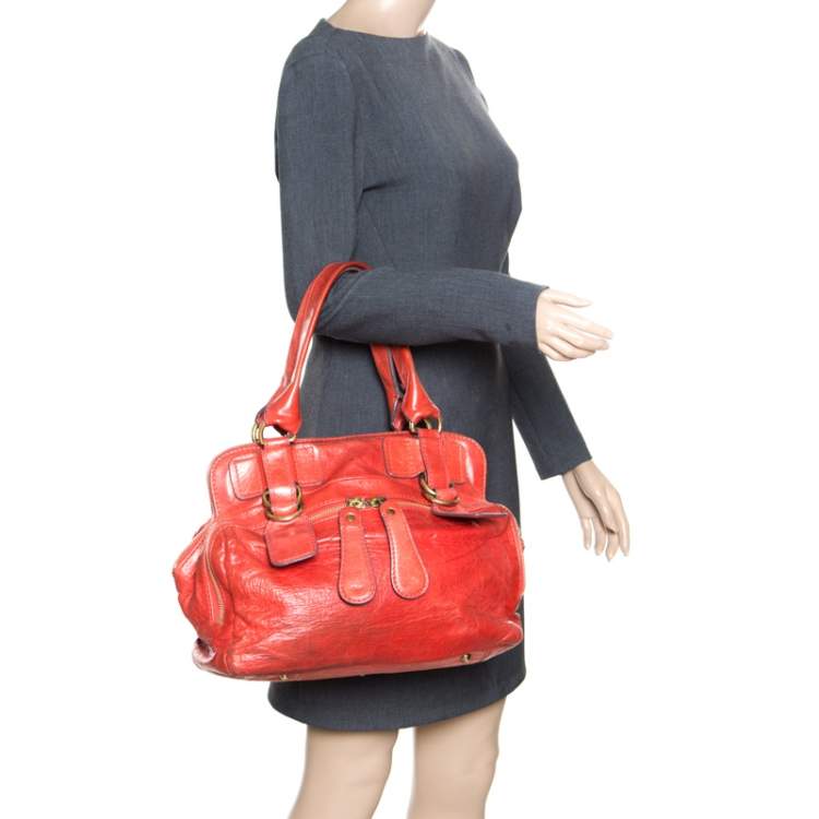 Pre Owned Chloe Red Leather Satchel