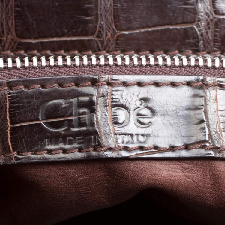 Pre Owned Chloe Brown Alligator and Leather Medium Paddington Satchel