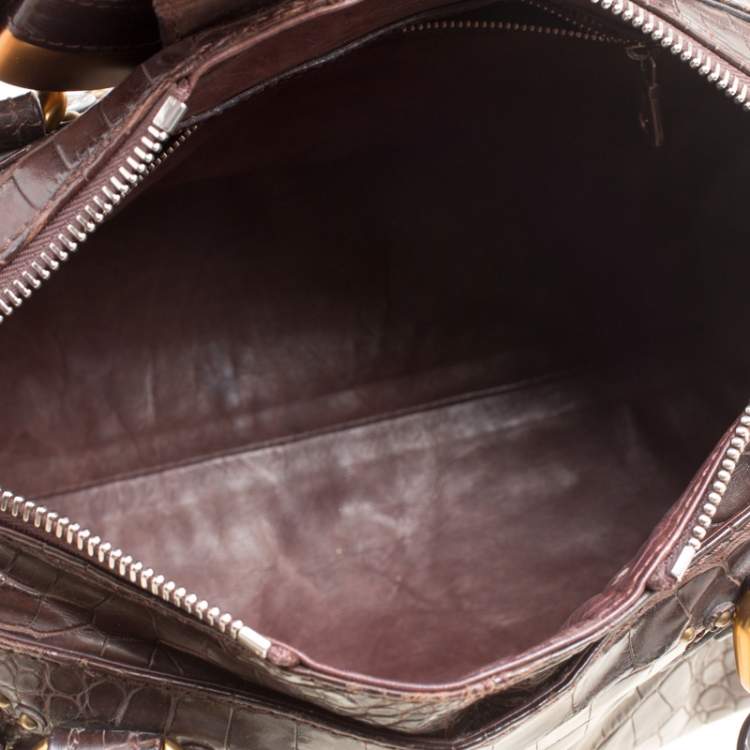 Pre Owned Chloe Brown Alligator and Leather Medium Paddington Satchel