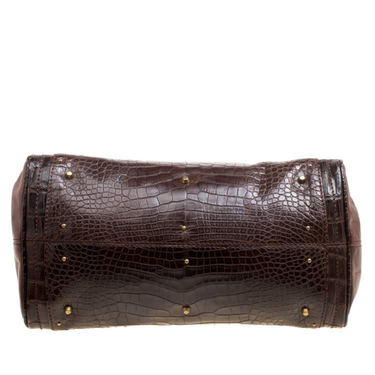 Pre Owned Chloe Brown Alligator and Leather Medium Paddington Satchel
