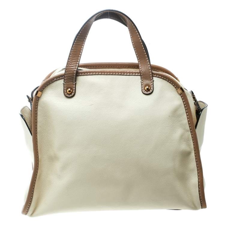 Pre Owned Chloe Beige/Brown Leather Susan Top Handle Bag
