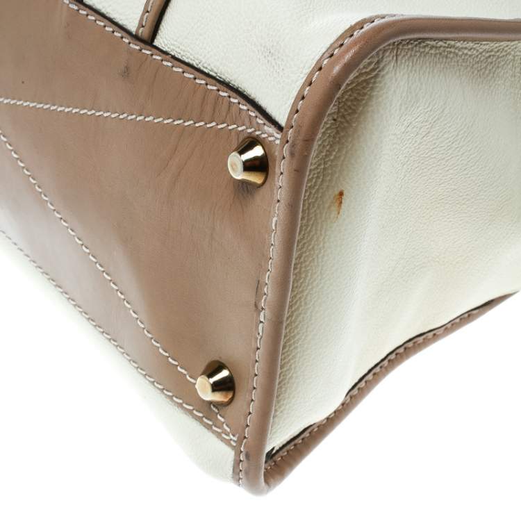 Pre Owned Chloe Beige/Brown Leather Susan Top Handle Bag