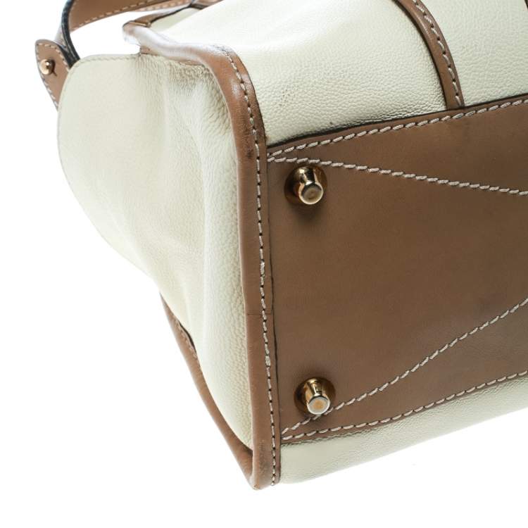Pre Owned Chloe Beige/Brown Leather Susan Top Handle Bag