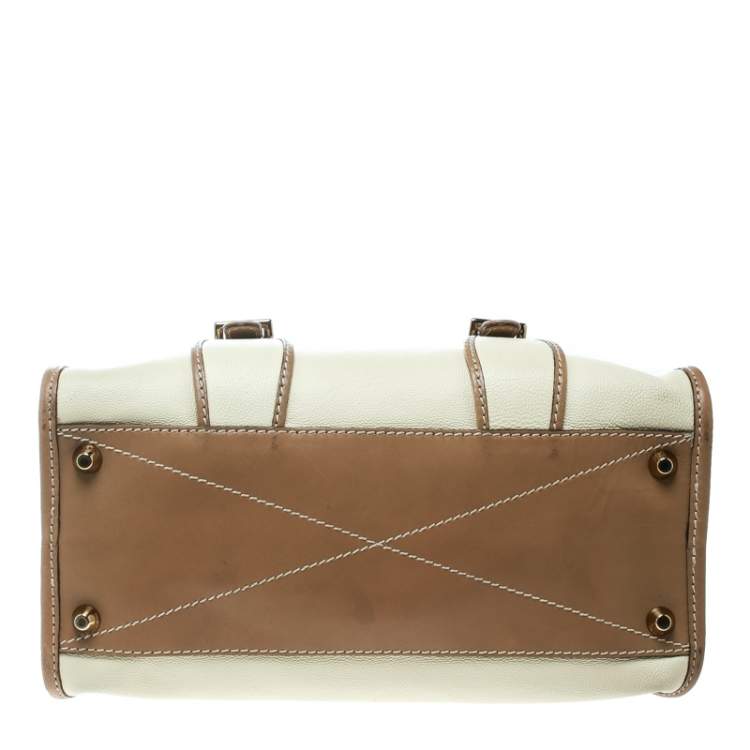 Pre Owned Chloe Beige/Brown Leather Susan Top Handle Bag