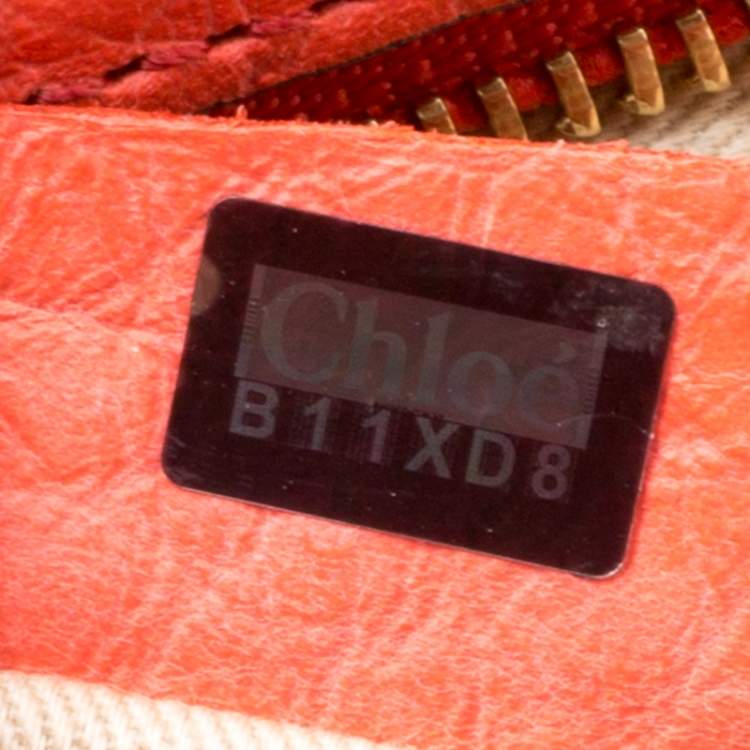 Pre Owned Chloe Pink/Coral Orange Leather Medium Sally Flap Shoulder Bag