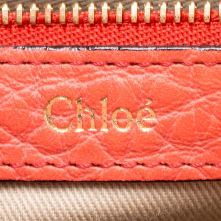 Pre Owned Chloe Pink/Coral Orange Leather Medium Sally Flap Shoulder Bag