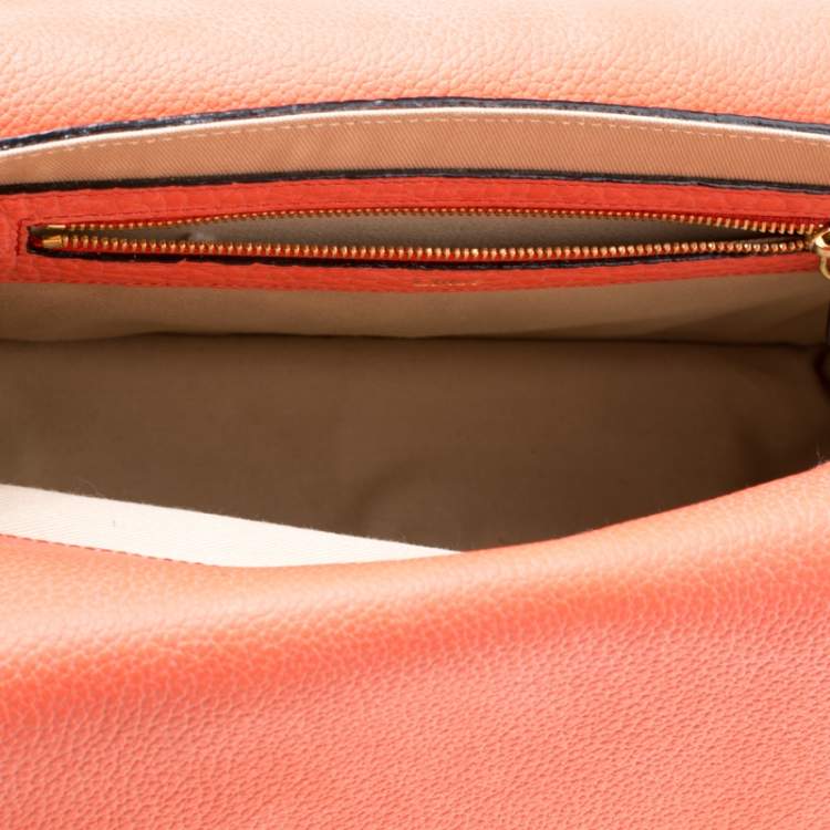 Pre Owned Chloe Pink/Coral Orange Leather Medium Sally Flap Shoulder Bag