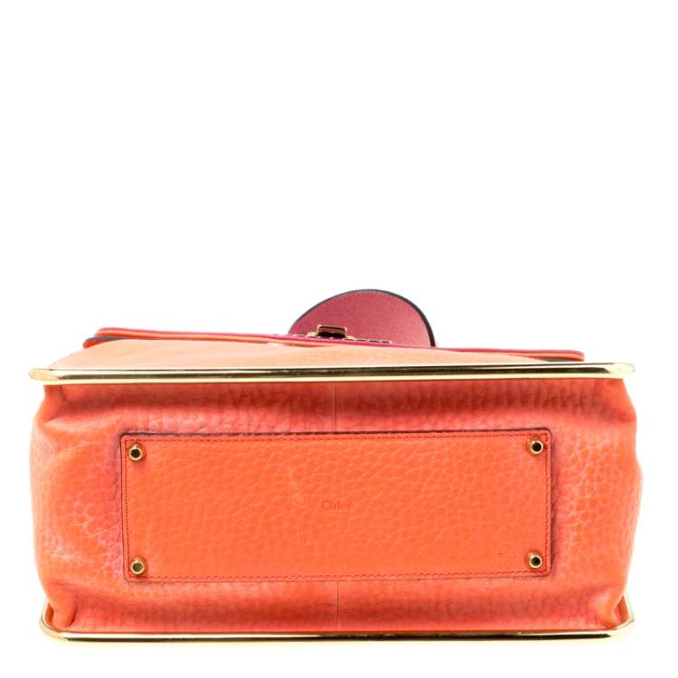 Pre Owned Chloe Pink/Coral Orange Leather Medium Sally Flap Shoulder Bag