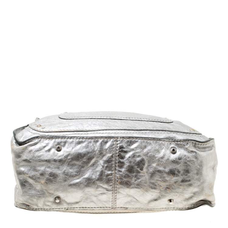 Pre Owned Chloe Silver Leather Paddington Tote