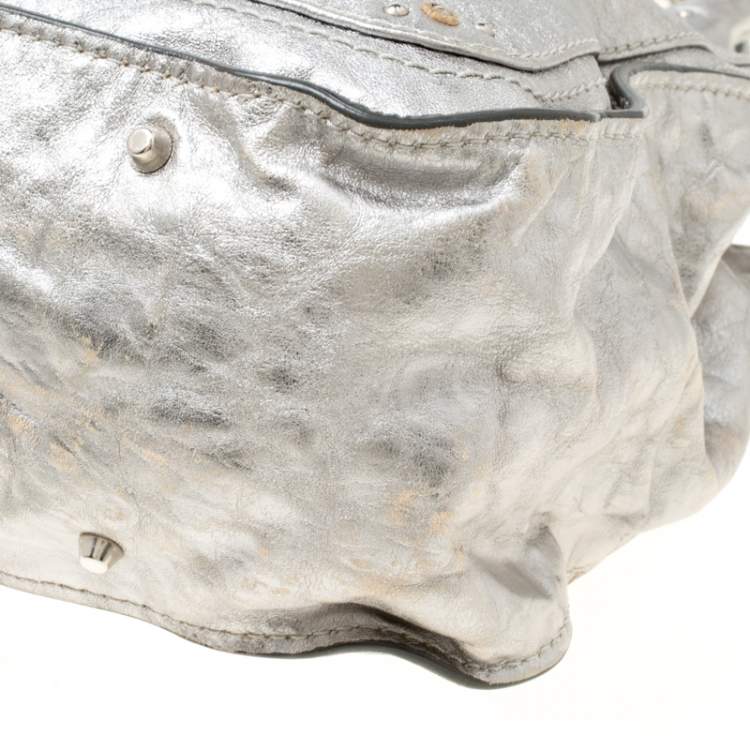 Pre Owned Chloe Silver Leather Paddington Tote