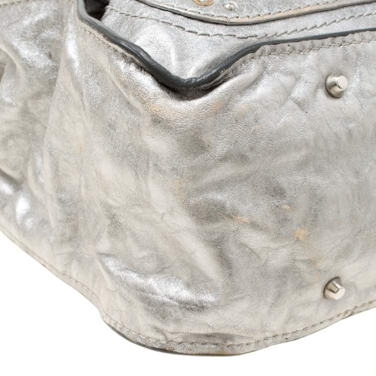 Pre Owned Chloe Silver Leather Paddington Tote