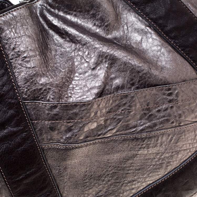 Pre Owned Chloe Metallic Grey Pebbled Leather Shopper Tote