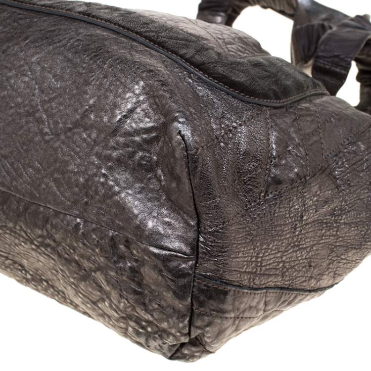 Pre Owned Chloe Metallic Grey Pebbled Leather Shopper Tote