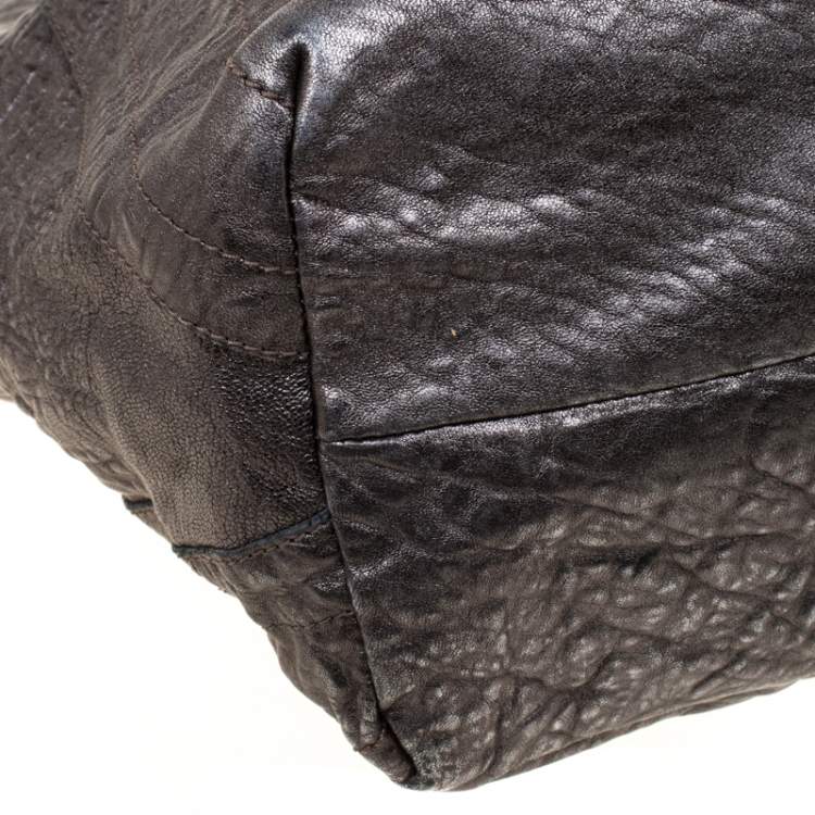 Pre Owned Chloe Metallic Grey Pebbled Leather Shopper Tote