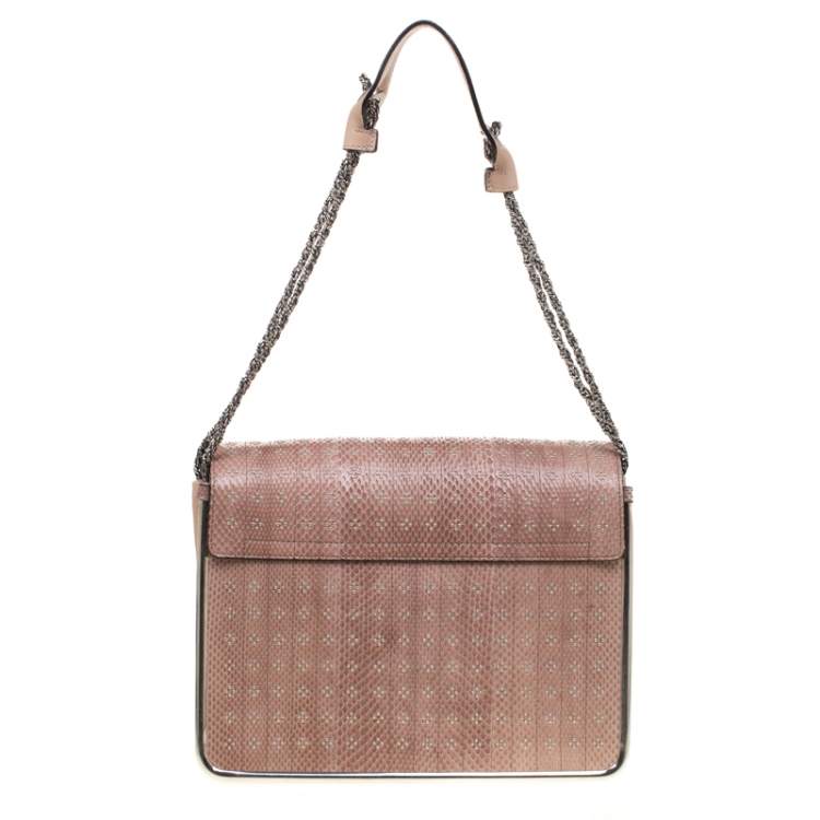 Pre Owned Chloe Beige Python Medium Sally Flap Shoulder Bag